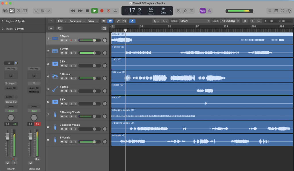 Logic Pro Track view