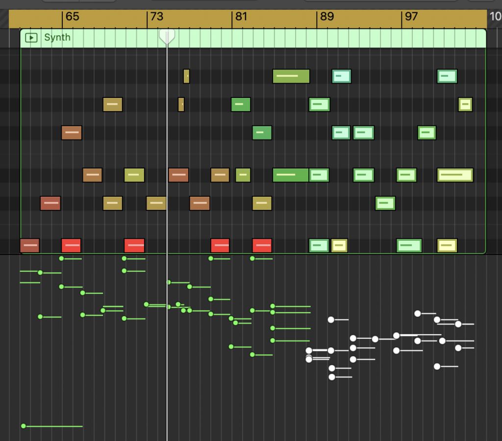 MIDI Track view in Logic Pro MIDI Track view in Logic Pro