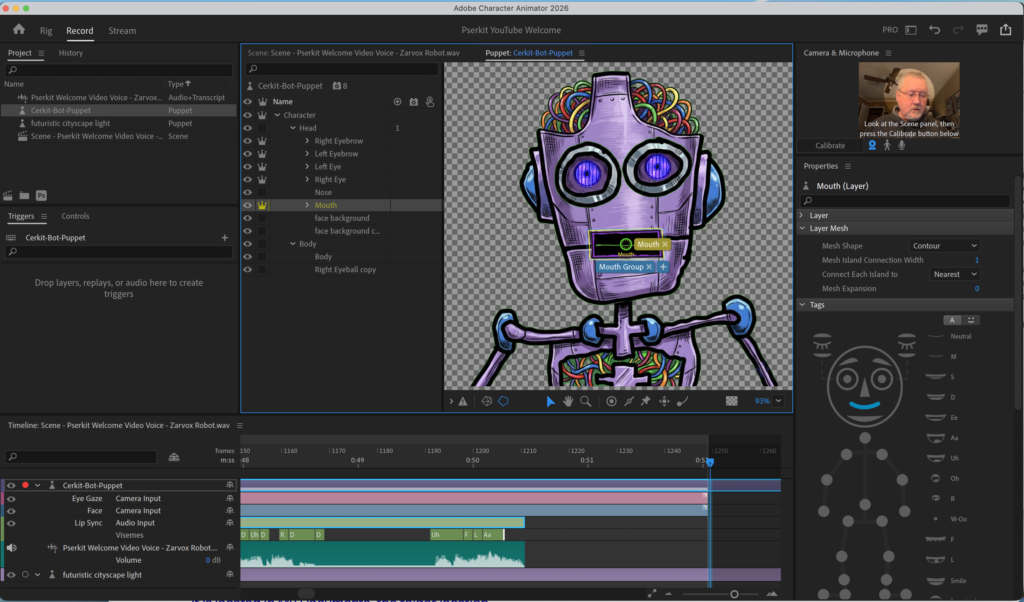 Cerkit-bot in the Adobe Character Animator UI