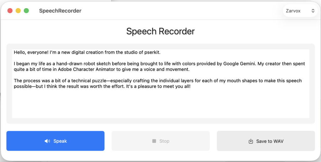 Speech Recorder Program UI