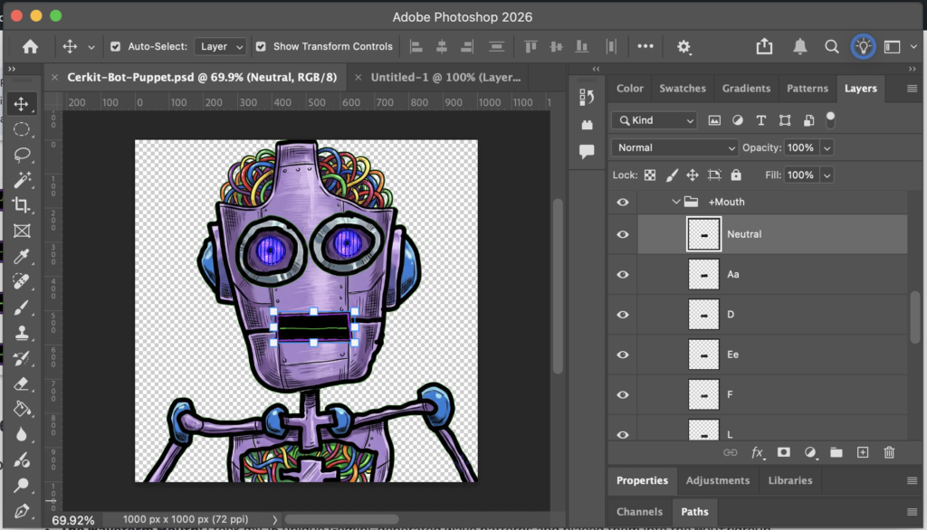 Adobe Photoshop Cerkit-robot project UI