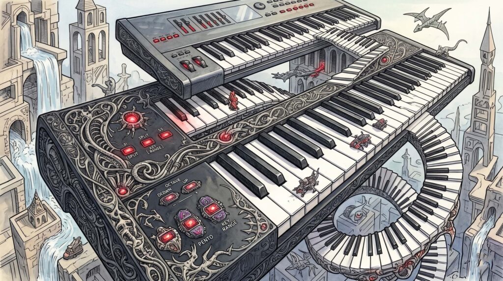 Abstract image of a musical keyboard.