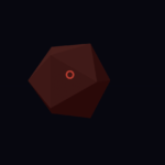 VR Scene depicting a floating red gem.